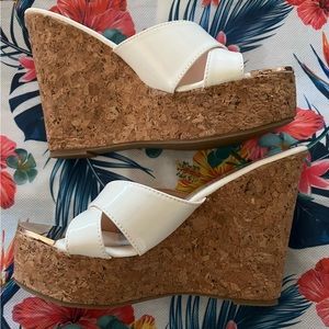 Ladies Wedges, NWOT, Cream Colour, Size 38 Heel size is 5”.